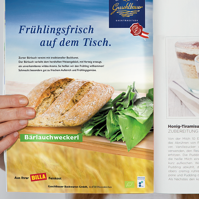 Guschlbauer Bäckerei Inserat Frisch gekocht Werbeagentur Scheucher und Frau - Andrea Scheucher - Feldkirchen an der Donau